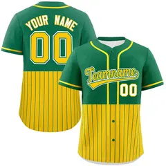 Kelly Green Gold Half Stripe Authentic Baseball Jersey