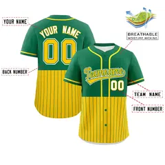 Kelly Green Gold Half Stripe Authentic Baseball Jersey 2