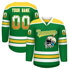 Kelly Green Gold Ice Cream Helmet Pattern Hockey Jersey