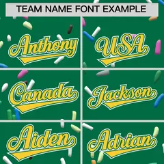 Kelly Green Gold Ice Cream Pattern V-Neck Hockey Jersey 3