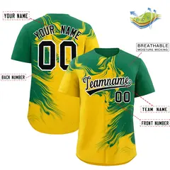 Kelly Green Gold Ink Pattern Authentic Baseball Jersey 2