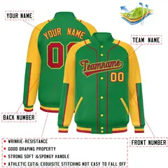 Kelly Green Gold-Kelly Green Full-Snap Letterman Jacket 2