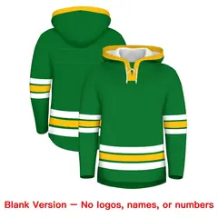 Kelly Green Gold Lace-Up Neck Classic Hockey Hoodie 7