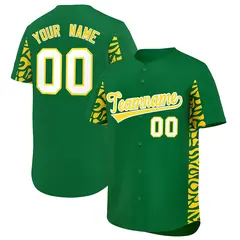 Kelly Green Gold Leopard Graffiti Side Baseball Jersey 1