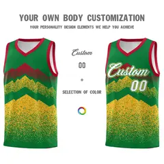 Kelly Green Gold Mountain Fade Gradient Basketball Jersey 3
