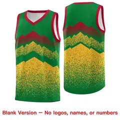 Kelly Green Gold Mountain Fade Gradient Basketball Jersey 6