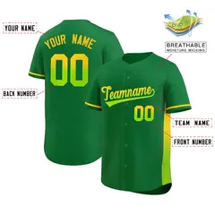 Kelly Green Gold-Neon Green Gradient Side Baseball Jersey 2