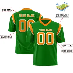 Kelly Green Gold Orange Shoulder Cut Two-Tone Flag Football Jersey 2