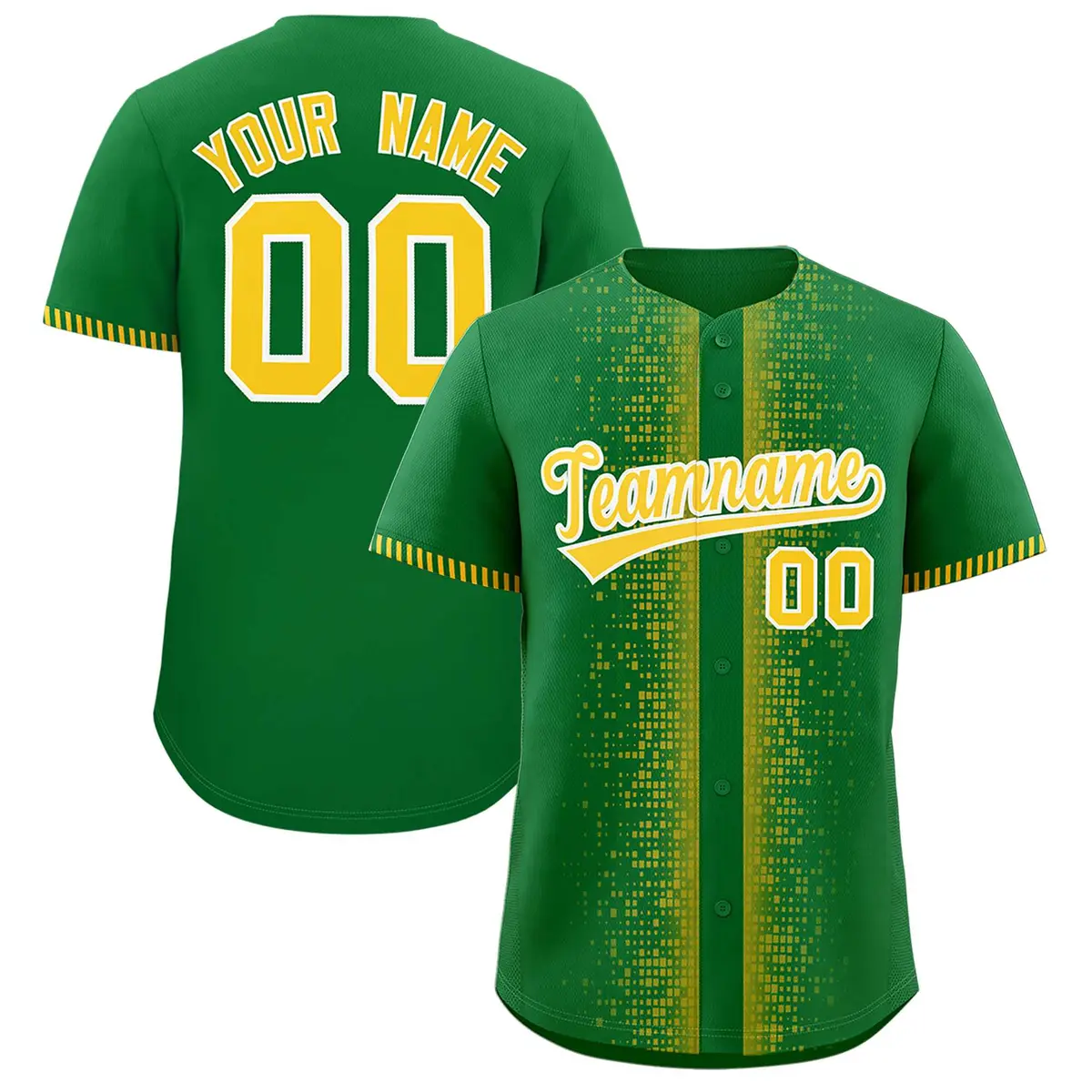 Kelly Green Gold Phonetic Rhythm Authentic Baseball Jersey