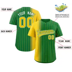 Kelly Green Gold Pinstripe Gradient Baseball Jersey 2