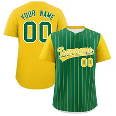 Kelly Green Gold Pinstripe Two-Tone Baseball Jersey 1
