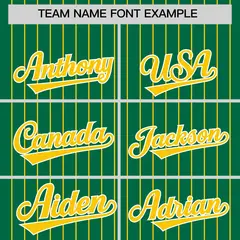 Kelly Green Gold Pinstripe Two-Tone Baseball Jersey 3