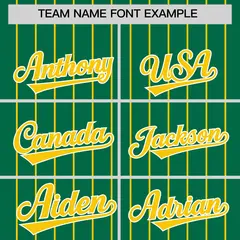 Kelly Green Gold Pinstripe Two-Tone Baseball Jersey 3