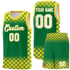 Kelly Green Gold Plaid Basketball Jersey for Teams 1