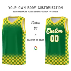Kelly Green Gold Plaid Basketball Jersey for Teams 3