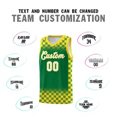 Kelly Green Gold Plaid Basketball Jersey for Teams 4