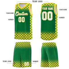 Kelly Green Gold Plaid Basketball Jersey for Teams 5
