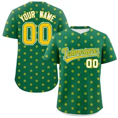 Kelly Green Gold Polka Dot Graffiti Baseball Jersey 1