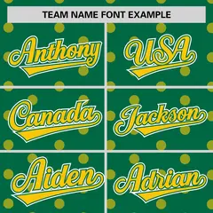Kelly Green Gold Polka Dot Graffiti Baseball Jersey 3