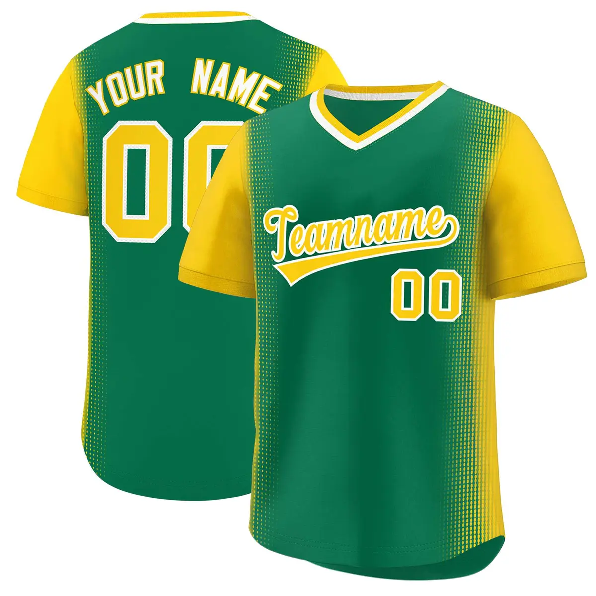 Kelly Green Gold Raglan Pullover Authentic Baseball Jersey