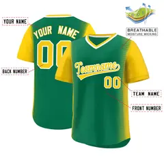 Kelly Green Gold Raglan Pullover Authentic Baseball Jersey 2