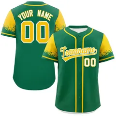 Kelly Green Gold Raglan Sleeves Authentic Baseball Jersey