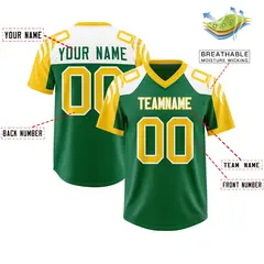 Kelly Green Gold Raglan Sleeves Authentic Football Jersey 2