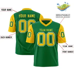 Kelly Green Gold Raglan Sleeves Authentic Football Jersey 2