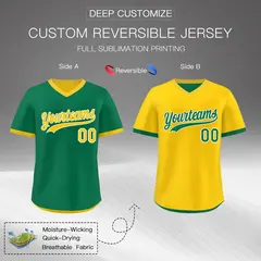 Kelly Green Gold Reversible Pullover Baseball Jersey 2