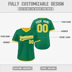 Kelly Green Gold Reversible Pullover Baseball Jersey 3