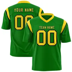 Kelly Green Gold Shoulder Cut Two-Tone Flag Football Jersey 1