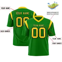 Kelly Green Gold Shoulder Cut Two-Tone Flag Football Jersey 2
