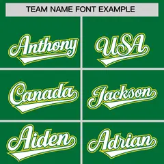 Kelly Green Gold Side Flame Outline Baseball Jersey 3