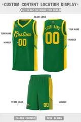 Kelly Green Gold Side Stripe Sports Basketball Jersey 2