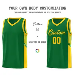 Kelly Green Gold Side Stripe Sports Basketball Jersey 3