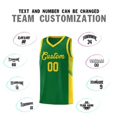 Kelly Green Gold Side Stripe Sports Basketball Jersey 4