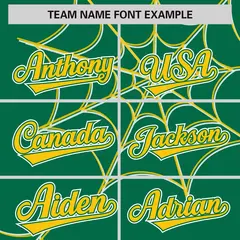 Kelly Green Gold Spider Web Raglan Sleeves Baseball Jersey 3