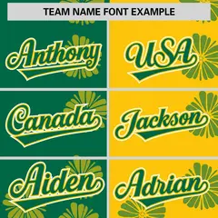 Kelly Green Gold Split Flower Graffiti Baseball Jersey 3