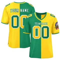 Kelly Green Gold Split Two Tone Authentic Football Jersey 1