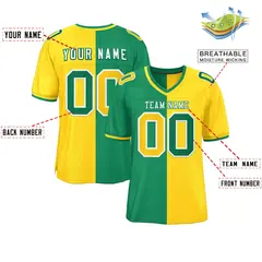 Kelly Green Gold Split Two Tone Authentic Football Jersey 2
