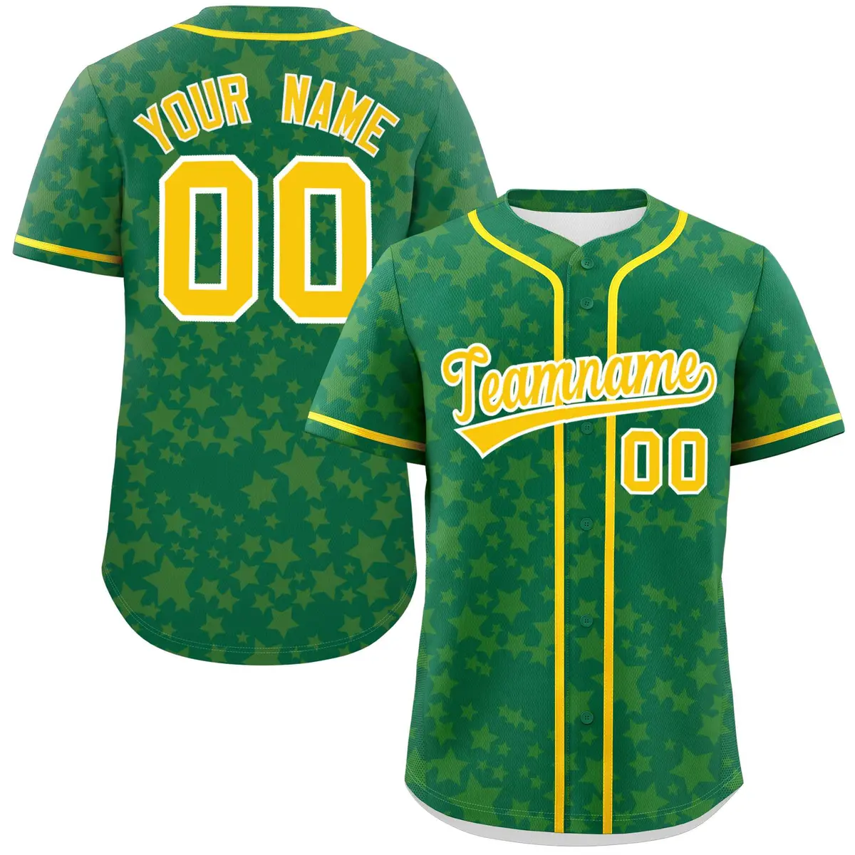 Kelly Green Gold Star Graffiti Authentic Baseball Jersey