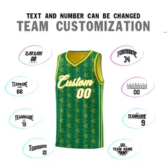 Kelly Green Gold Star Graffiti Pattern Basketball Jersey 4