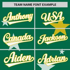 Kelly Green Gold Star Graffiti Two-Button Baseball Jersey 3