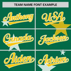 Kelly Green Gold Star Graffiti Two-Button Baseball Jersey 3