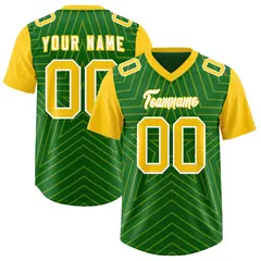 Kelly Green Gold Star Pattern Raglan Football Jersey 1