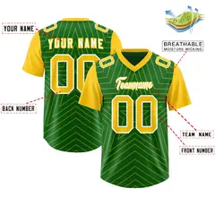 Kelly Green Gold Star Pattern Raglan Football Jersey 2