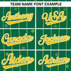 Kelly Green Gold Star Pattern Stripe Baseball Jersey 3