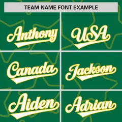 Kelly Green Gold Star Pattern Varsity Letterman Baseball Jacket 3