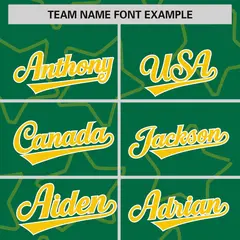 Kelly Green Gold Star Pattern Varsity Letterman Baseball Jacket 3