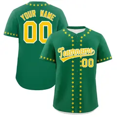 Kelly Green Gold Star Ribbing Authentic Baseball Jersey 1